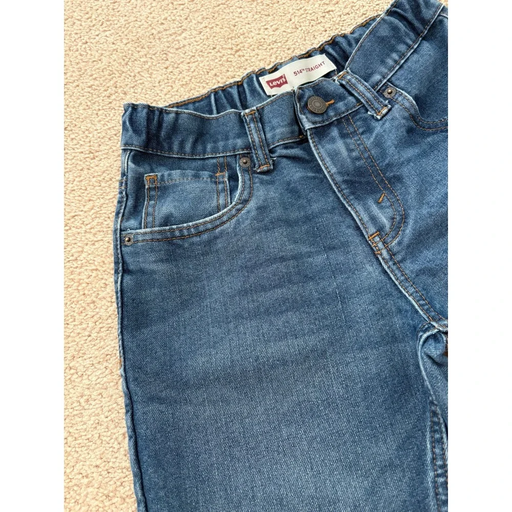 Levis Kids 514 Straight Leg Jeans Size 12 Medium Wash Blue Adjustable Waist